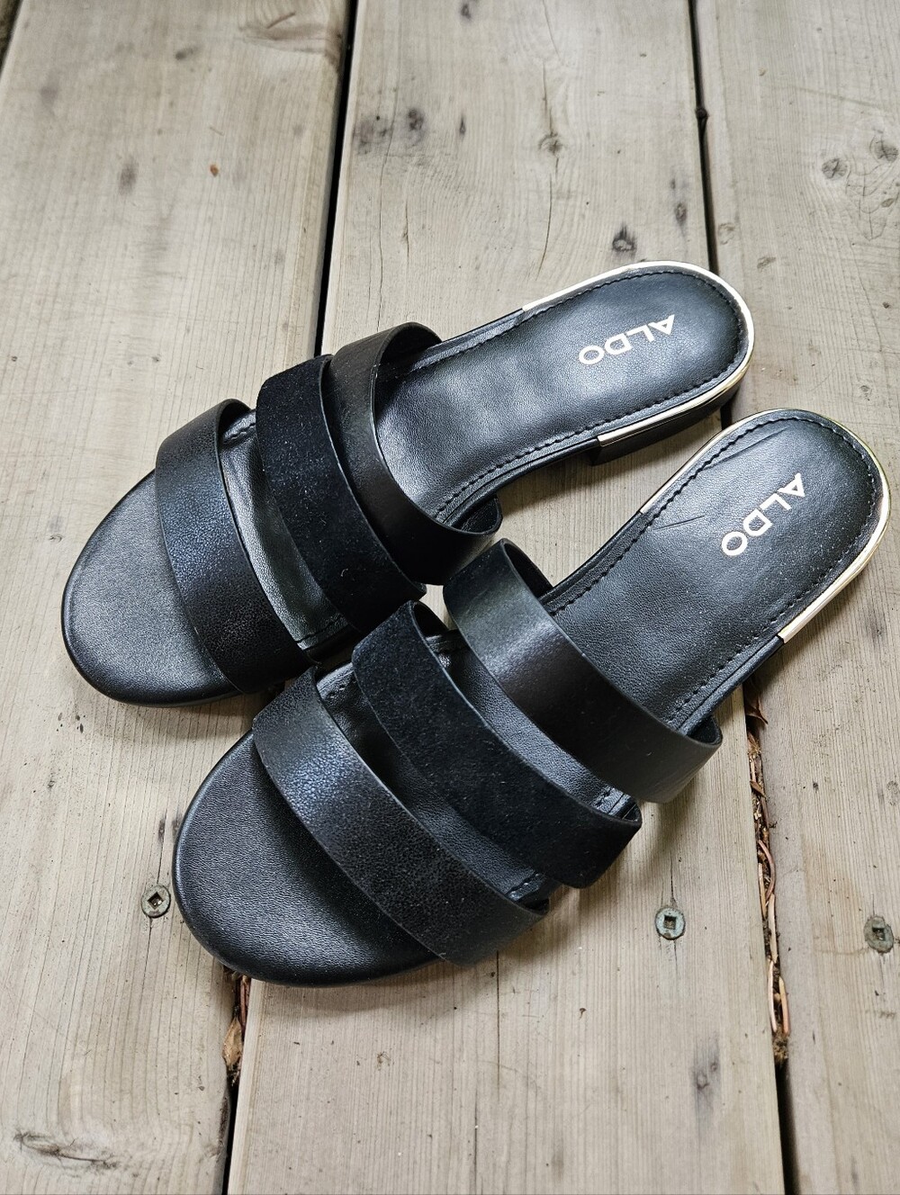 ALDO Boniello Black Slides W 6.5 NWT